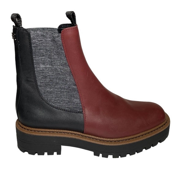 Sam Edelman LAGUNA CHELSEA lug leather BOOT womens 7.5 red GUC - Picture 1 of 10